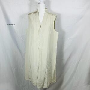 Eileen Fisher Women's Beige Sleeveless Long Vest Size L